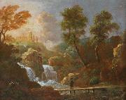 unknow artist Landschap figuur op een brug bij een waterval china oil painting reproduction